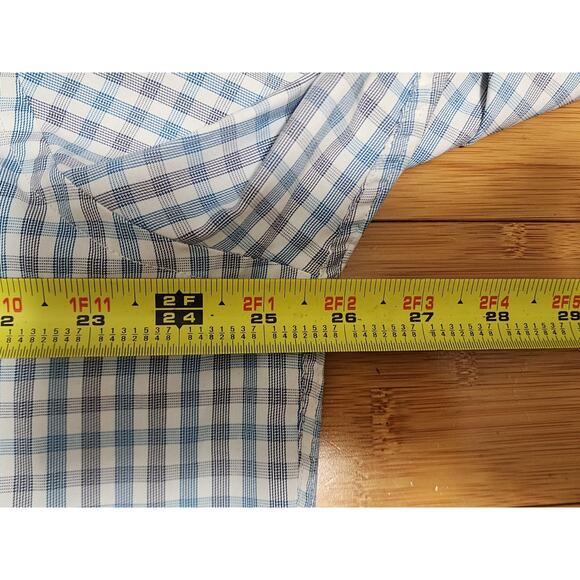 UNTUCKit Duras Performance Slim Button Up Shirt Men's XXL 2XL White Blue Check - Picture 7 of 9